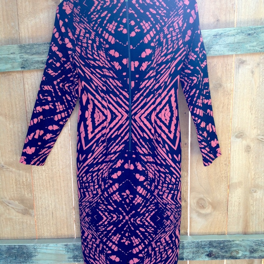 Pink and Navy Long Sleeve Dress